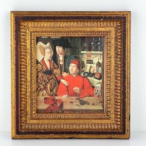 Vintage A Goldsmith In His Shop Print Petrus Christus Framed Art